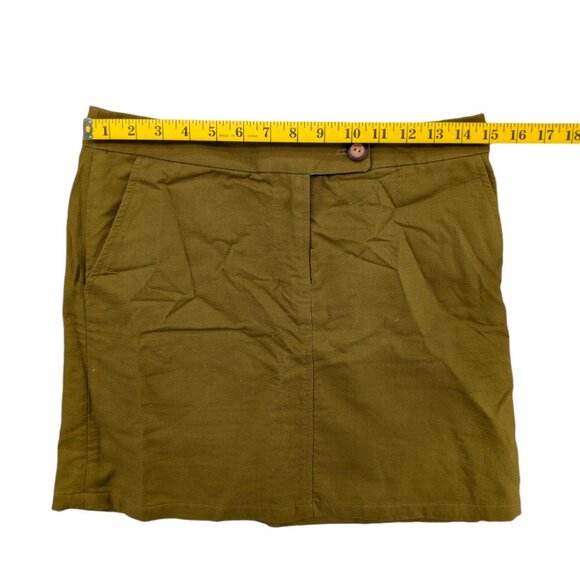 Vanessa Virginia Anthropologie Mini Skirt Green Cotton Pockets Size 8 - Picture 5 of 7